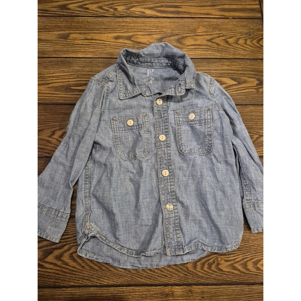 Gap Girls‎ Denim Shirt Top Long Sleeves Button Down Size 2T EUC